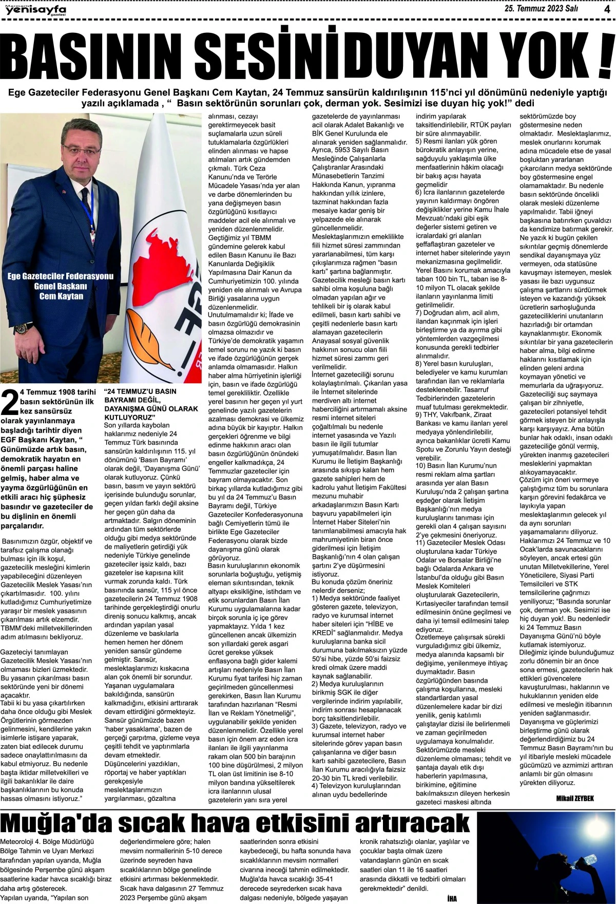 25.07.2023 tarihli gazetemiz