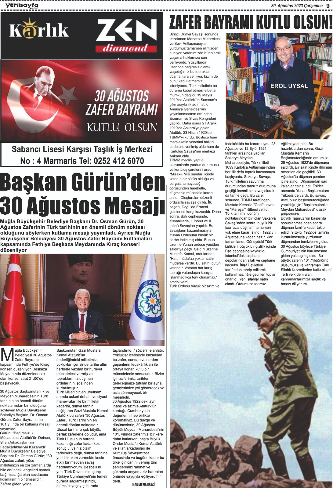 30 Ağustos 2023 tarihli gazetemiz
