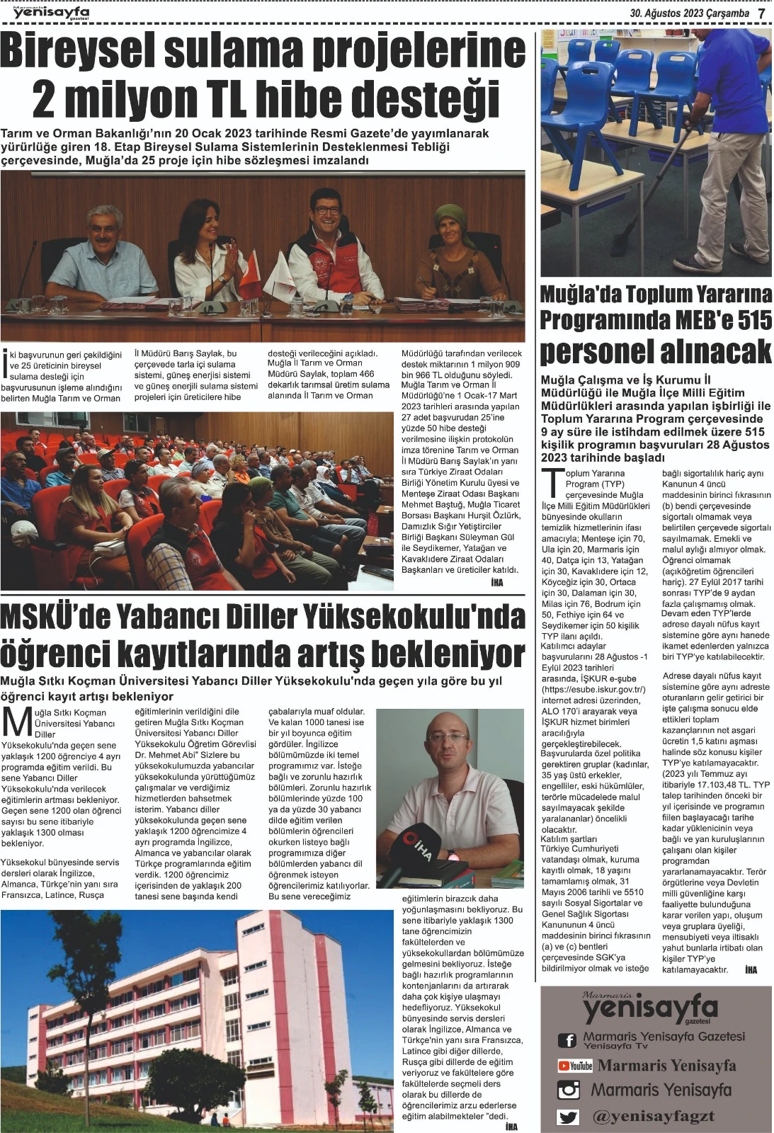 30 Ağustos 2023 tarihli gazetemiz
