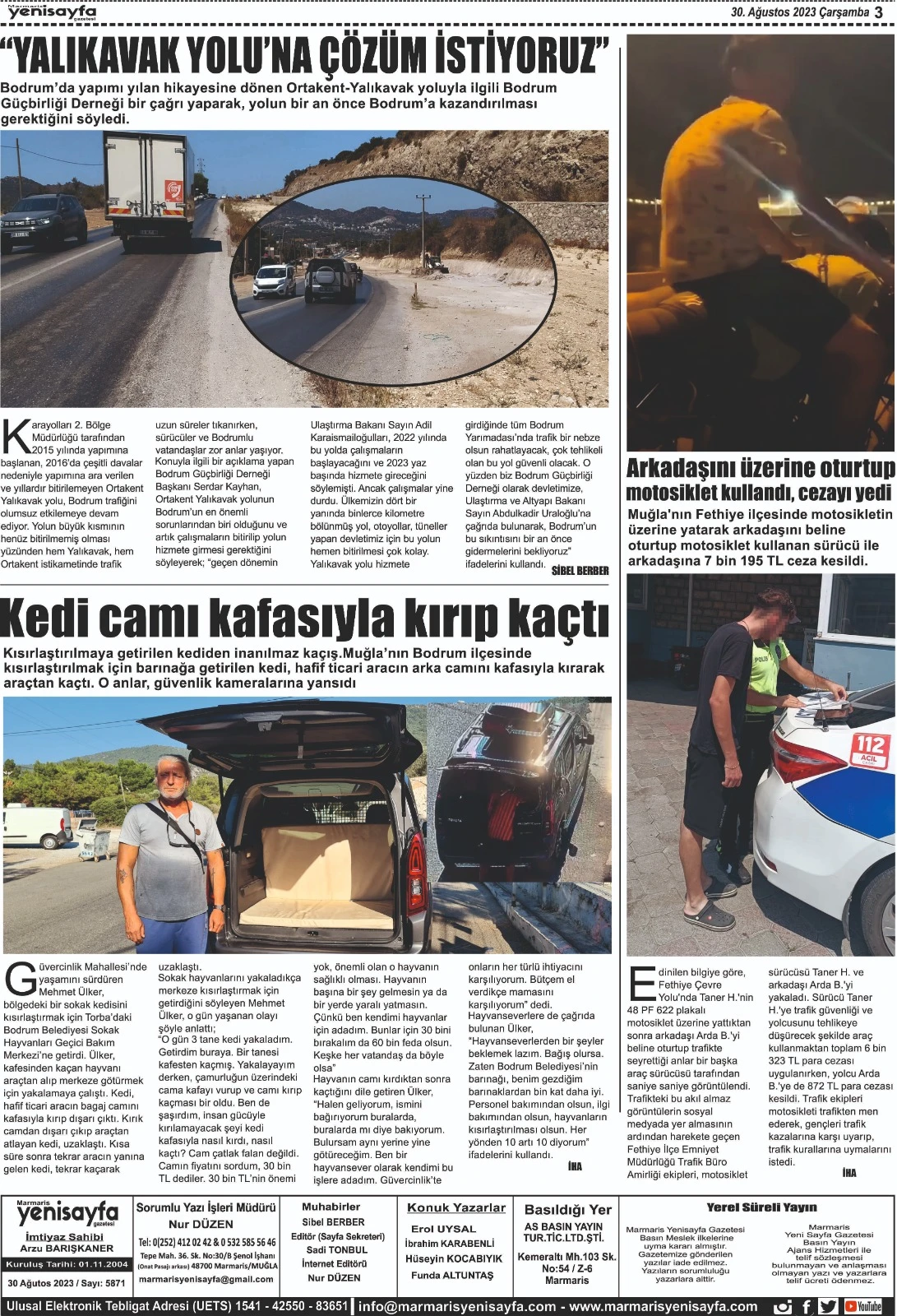 30 Ağustos 2023 tarihli gazetemiz