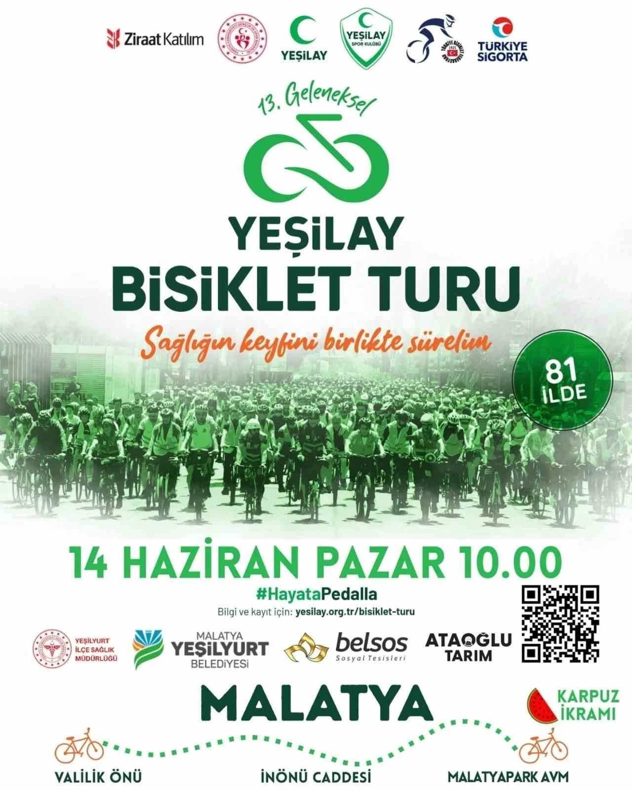 &rsquo;13. Geleneksel Yeşilay Bisiklet Turu&rsquo; 14 Haziran&rsquo;da d&uuml;zenlenecek
