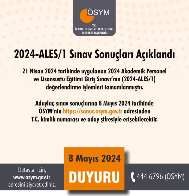 2024-ALES/1 sonuçları açıklandı
