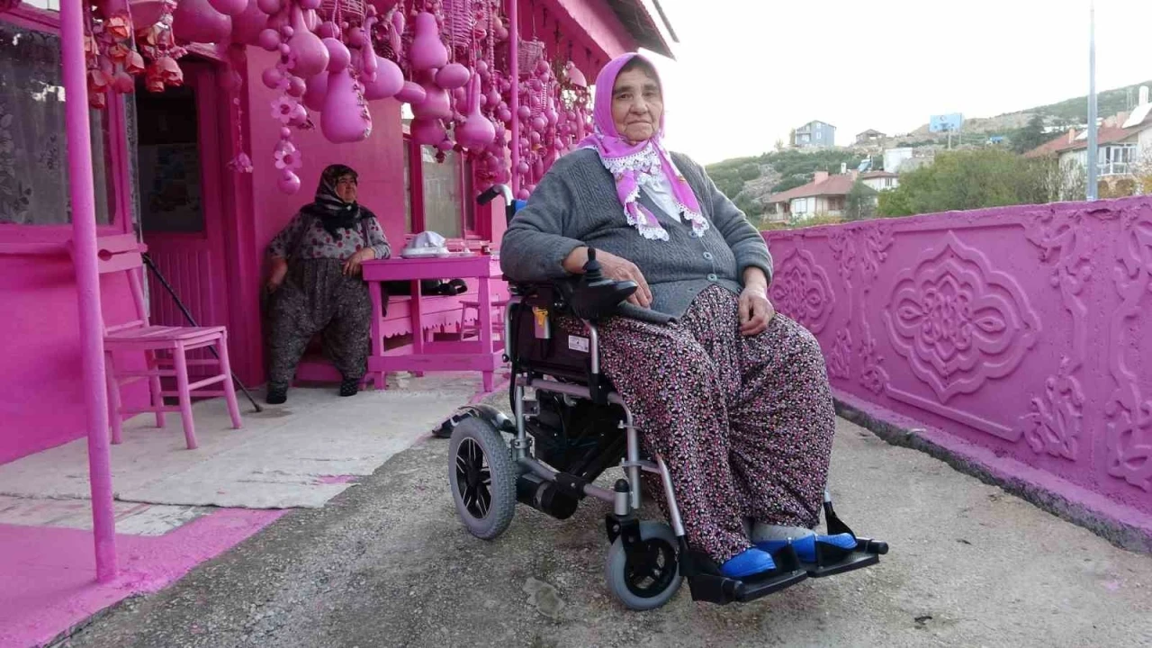 75 yaşına kadar bütün hayatını pembeye boyadı, akülü arabasına gücü yetmedi

