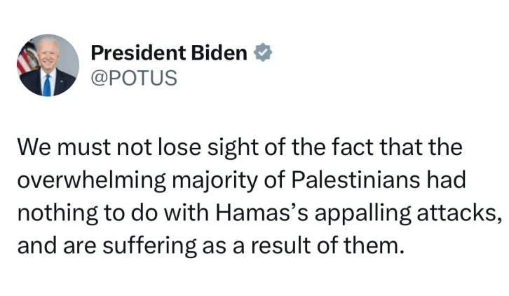 ABD Başkanı Biden: &ldquo;Filistinlilerin acı &ccedil;ektiği ger&ccedil;eğini g&ouml;zden ka&ccedil;ırmamalıyız&rdquo;
