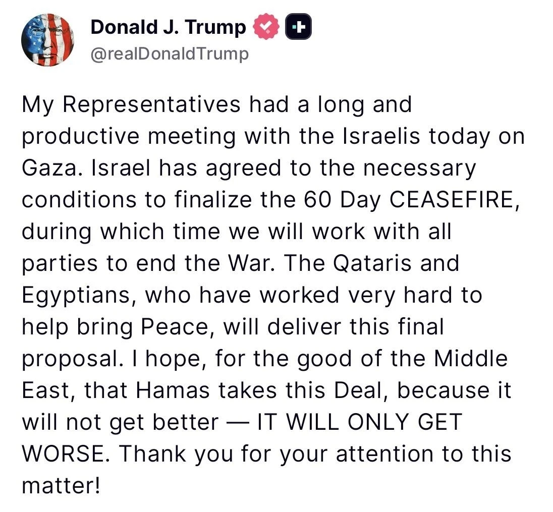 ABD Başkanı Trump’tan Gazze’de ateşkes açıklaması: &quot;İsrail 60 günlük ateşkese dair koşulları kabul etti&quot;
