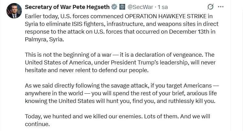 ABD&rsquo;den Suriye&rsquo;deki DEAŞ unsurlarına operasyon a&ccedil;ıklaması
