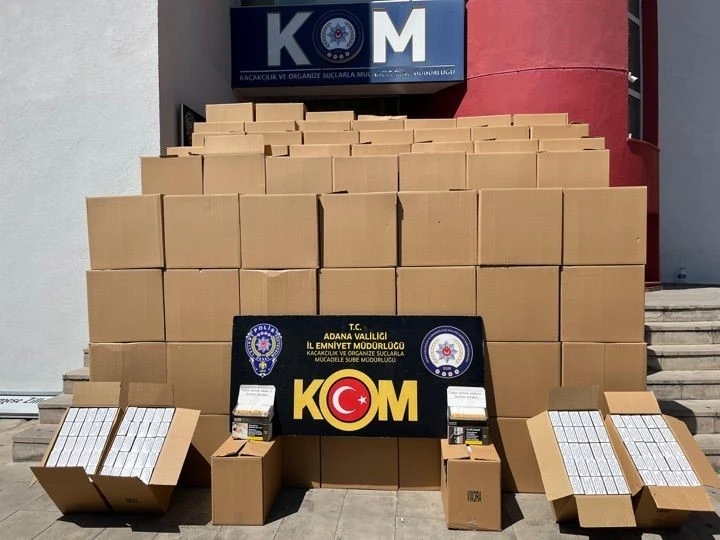 Adana’da 7 milyon 910 bin adet kaçak makaron ele geçirildi