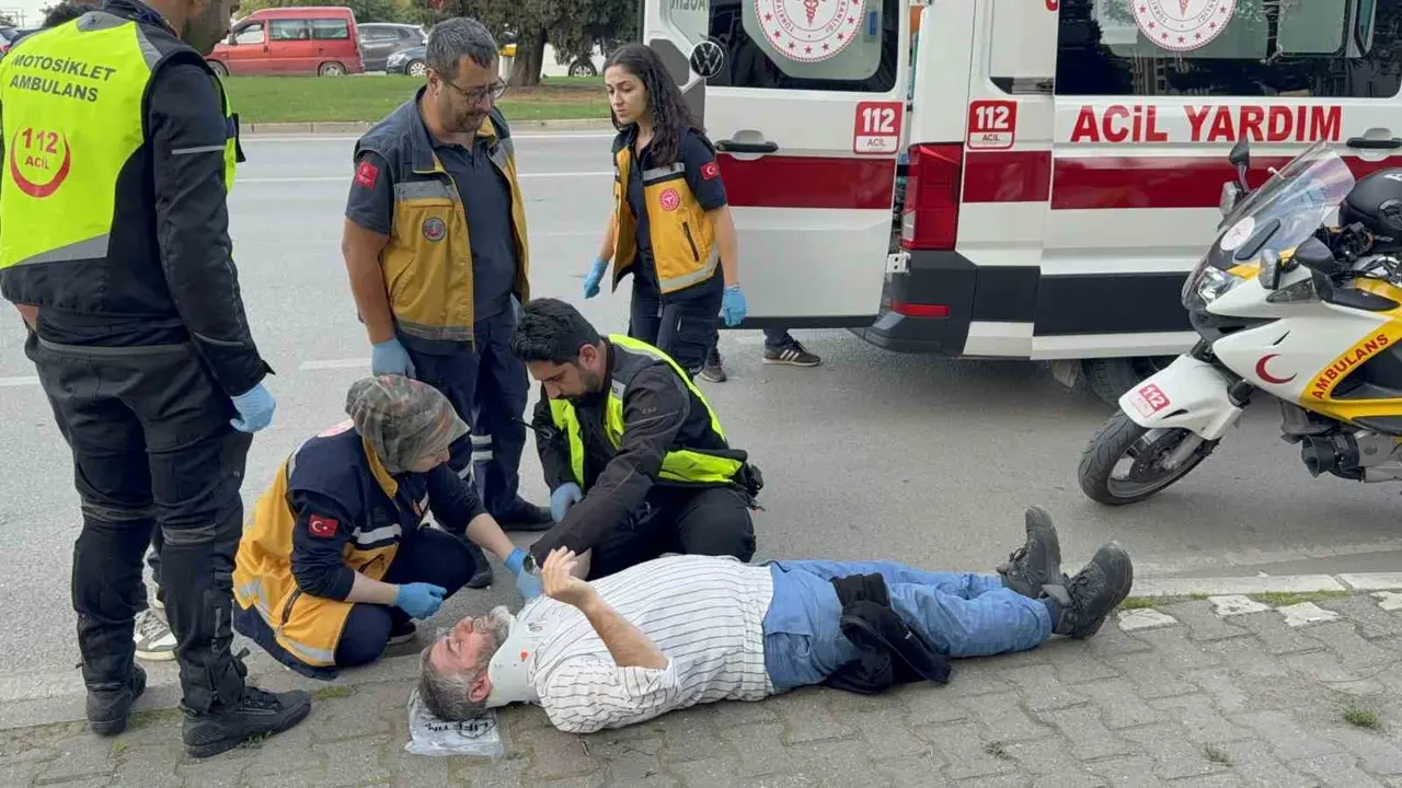 Elektrikli bisikletten düşen sürücü hastanelik oldu