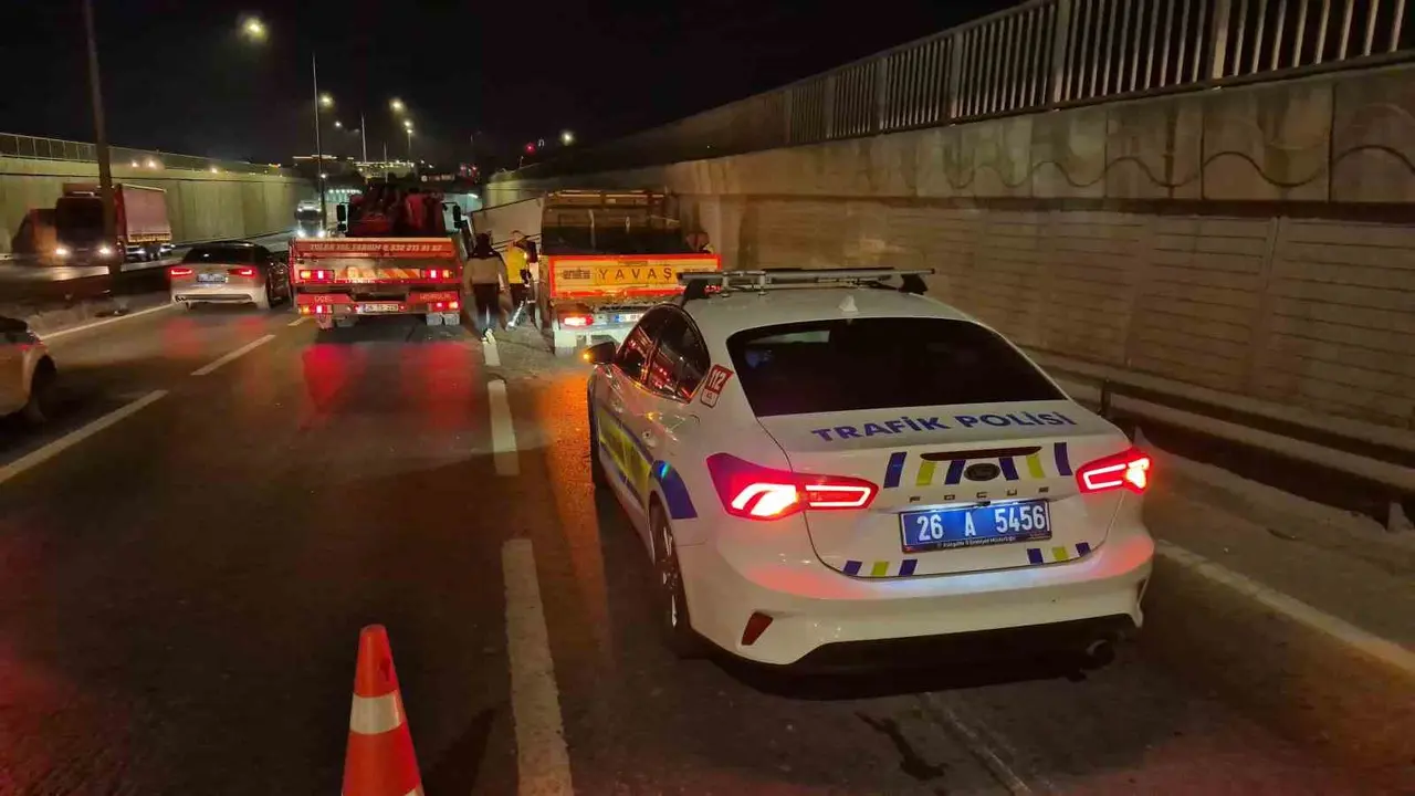 Kontrolden çıkan marul yüklü kamyonet yan yattı