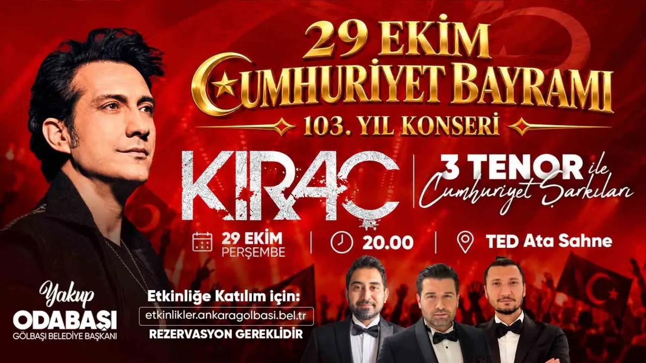 Gölbaşı’nda Cumhuriyet coşkusu Kıraç konseri ve Cumhuriyet şarkılarıyla yaşanacak
