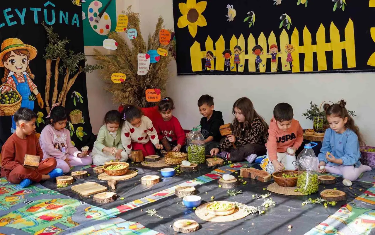 Çocuklar zeytin kırdı, geleneksel üretimle tanıştı