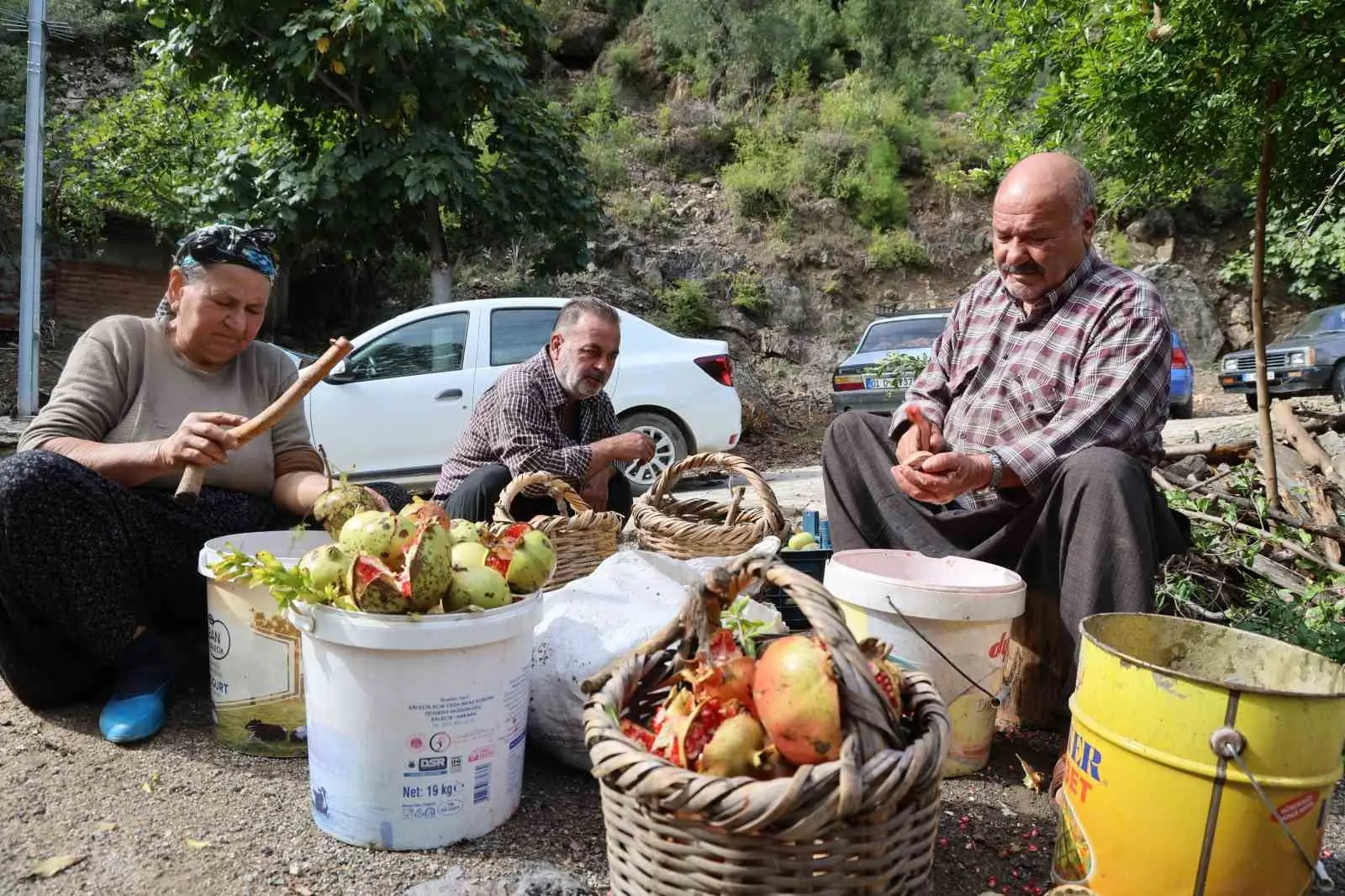 80 yaşındaki Yeter nine, nar tanelerinin başında geleneği yaşatıyor