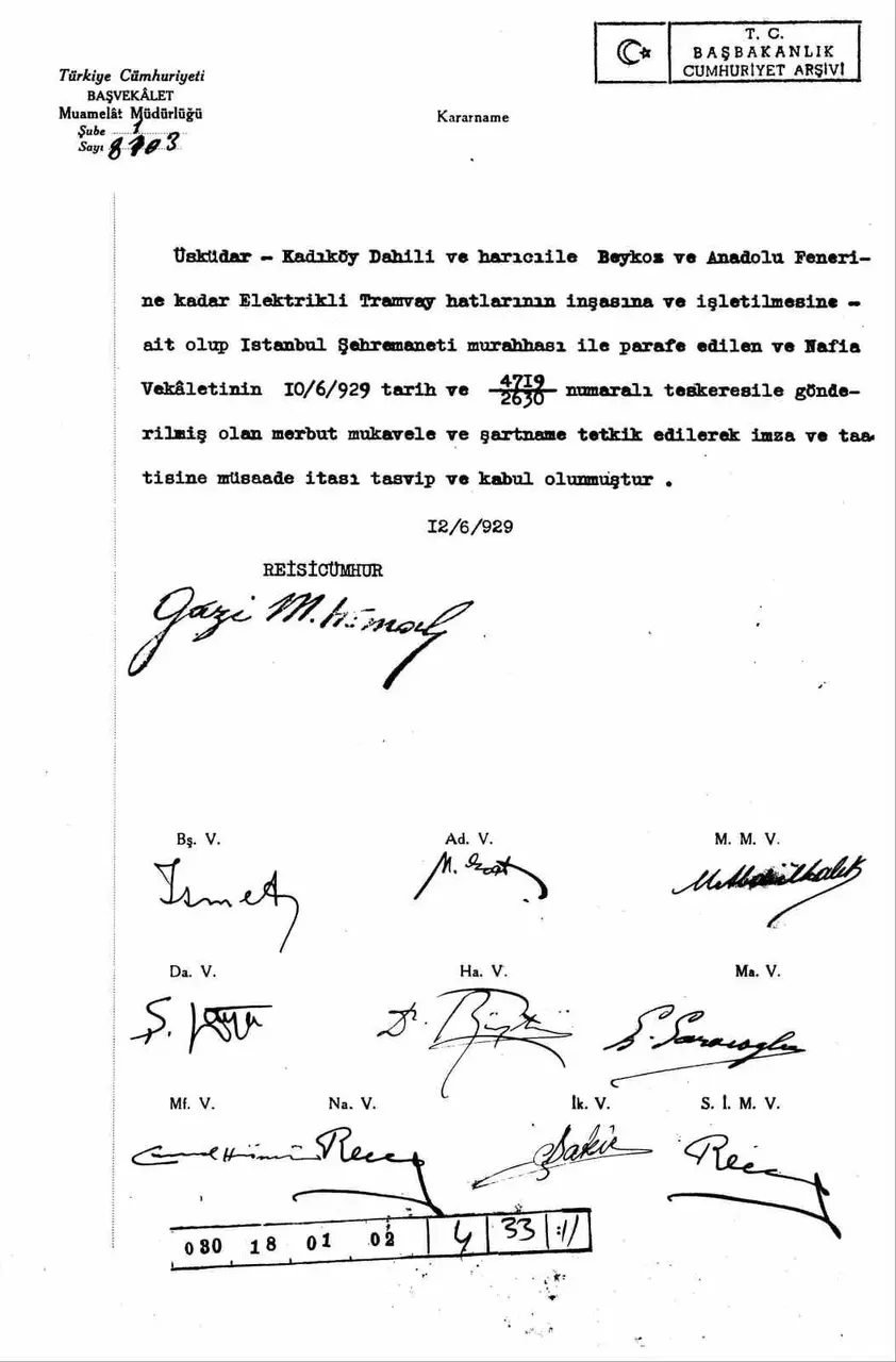 Atatürk’ün 1929’da imzaladığı Beykoz’a tramvay projesi 97 yıl sonra gün yüzüne çıktı