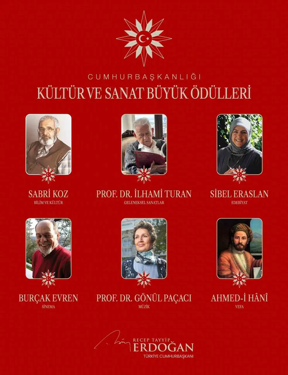 Cumhurbaşkanı Erdoğan’dan, 2026 Cumhurbaşkanlığı Kültür ve Sanat Büyük Ödülü’ne layık görülen isimlere teşekkür