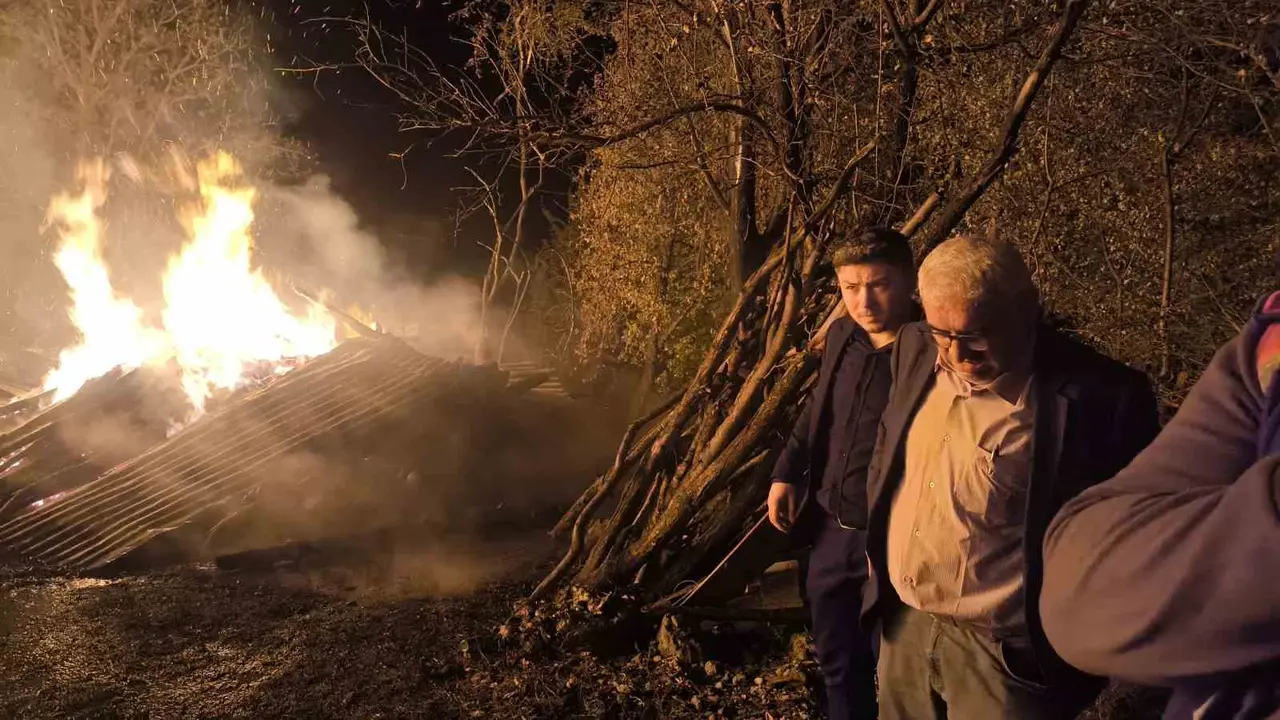 Şavşat’ta çıkan yangında ev, ahır ve samanlık yandı