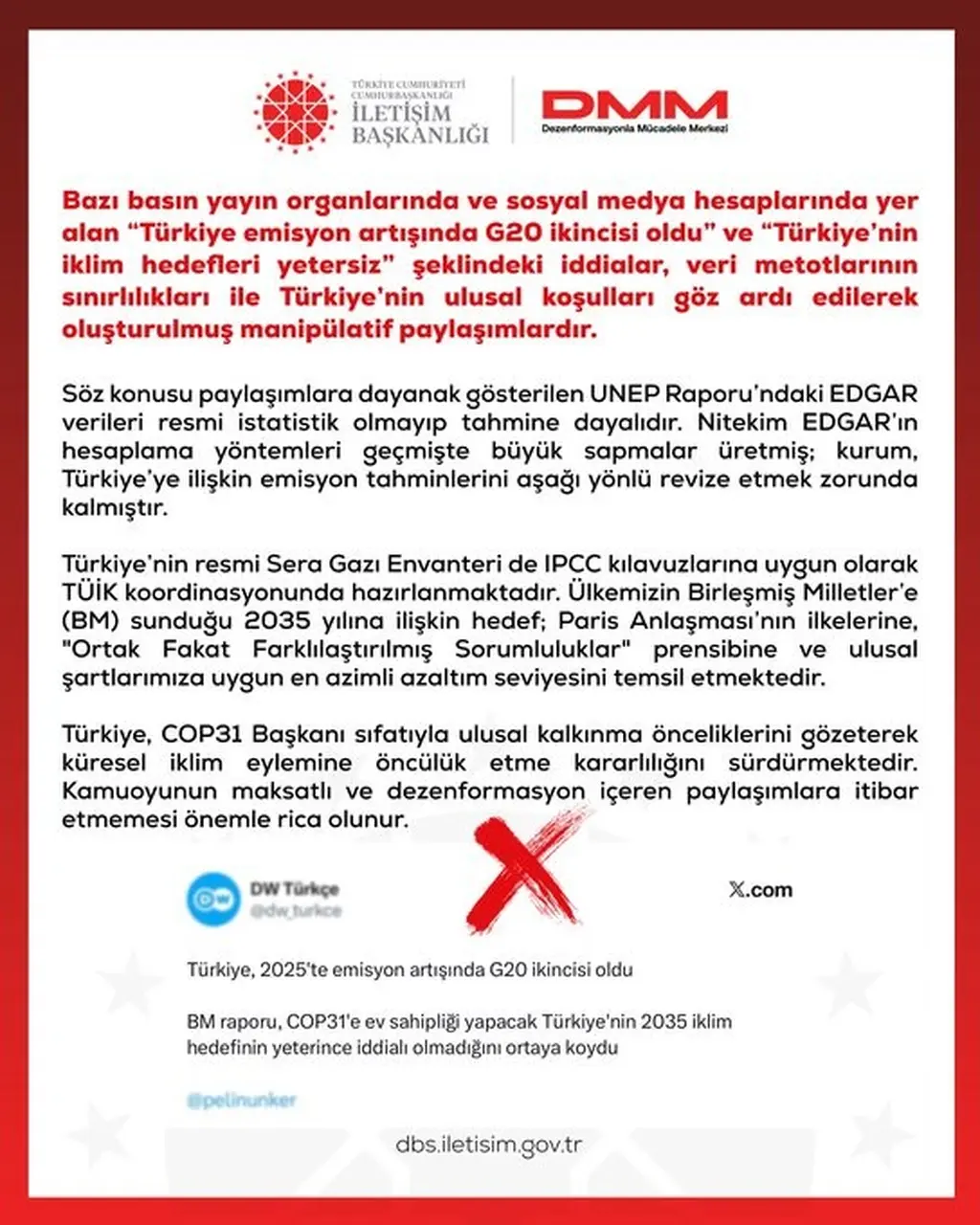 DMM’den "Türkiye’nin iklim hedefleri yetersiz" iddialarına yalanlama
