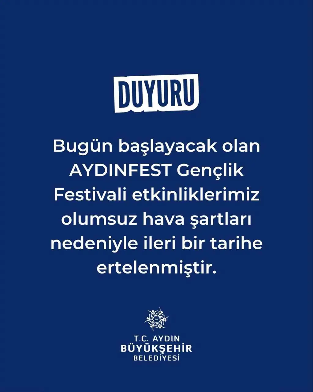 Aydınfest Gençlik Festivali ertelendi