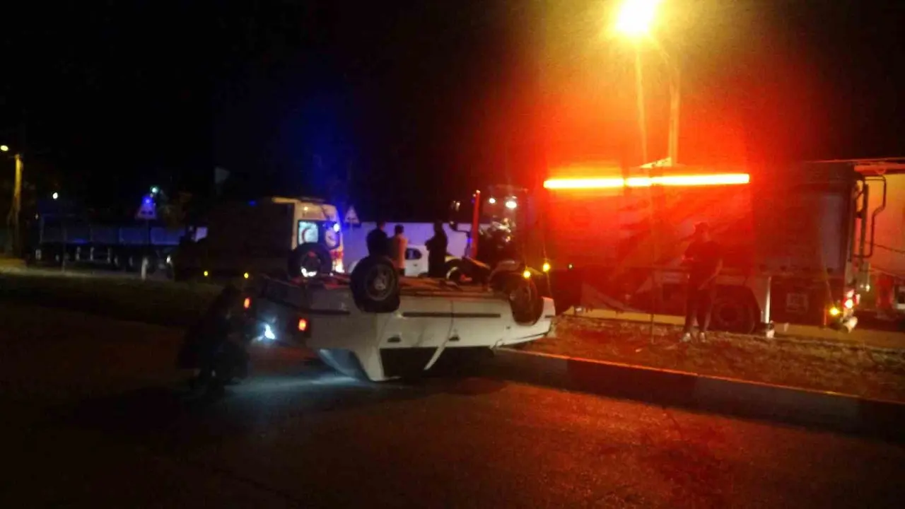 Kontrolden çıkan araç takla attı, sürücü yaralandı