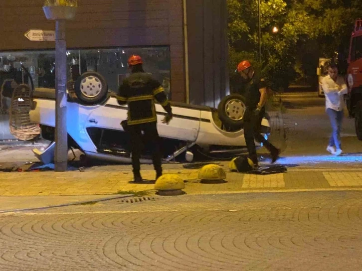 Alkollü sürücü karşı şeride geçerek takla attı: 2 yaralı
