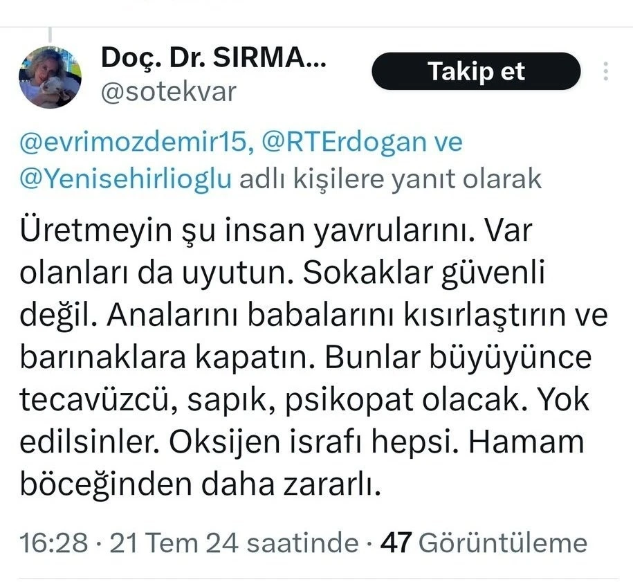 Ankara&rsquo;da akademisyenin &ccedil;ocukları hedef alan paylaşımlarına tepki

