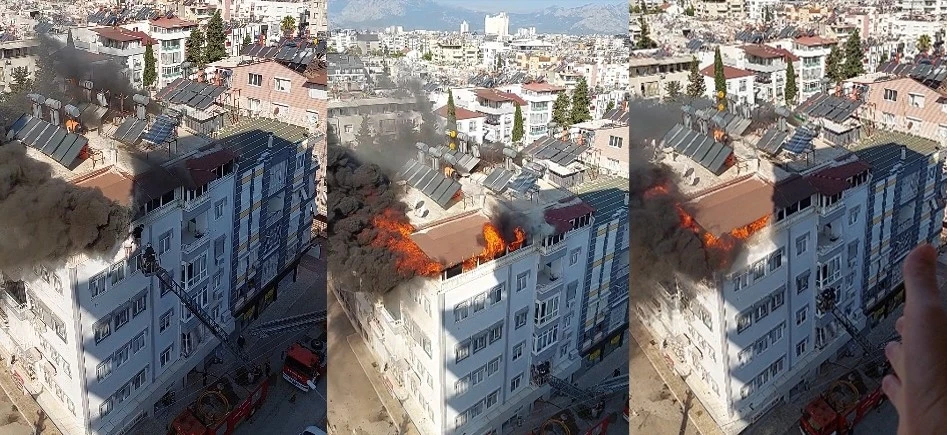 Antalya&rsquo;da 5 katlı binanın terasındaki yangında can pazarı

