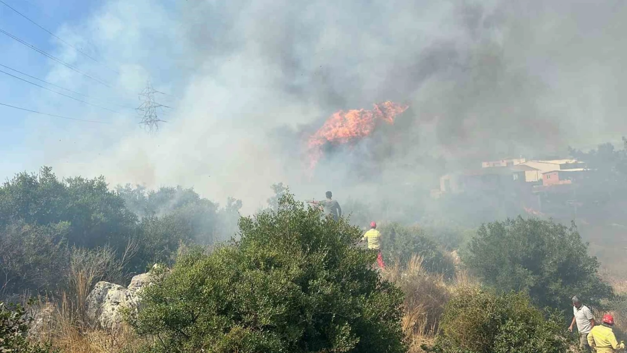 Antalya’da yerleşim alanına yakın ağaçlık alanda yangın
