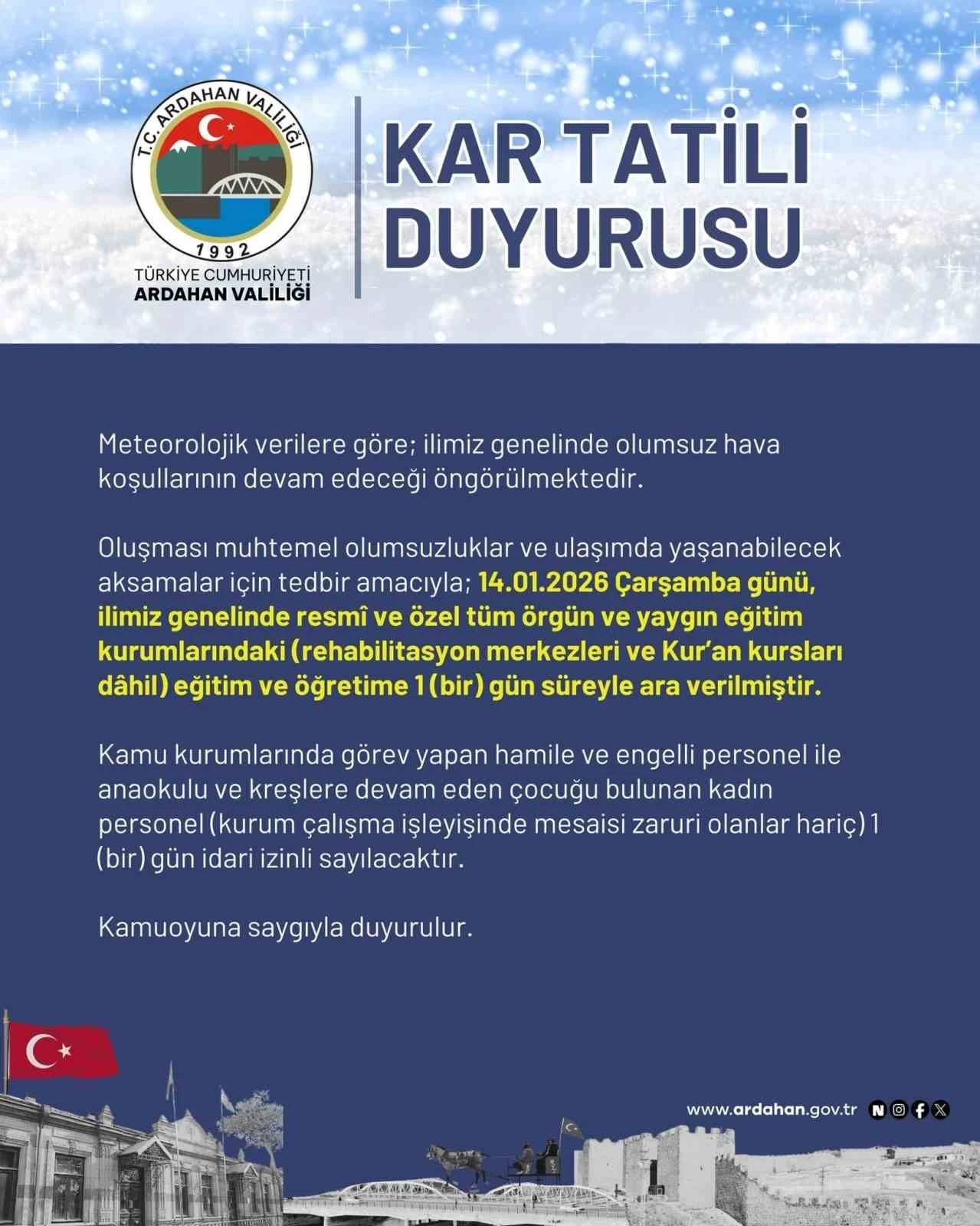 Ardahan&rsquo;da eğitime kar engeli

