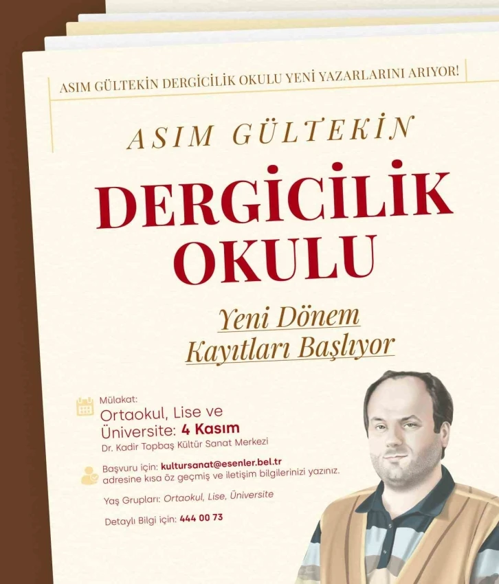 Asım G&uuml;ltekin Dergicilik Okulu başlıyor
