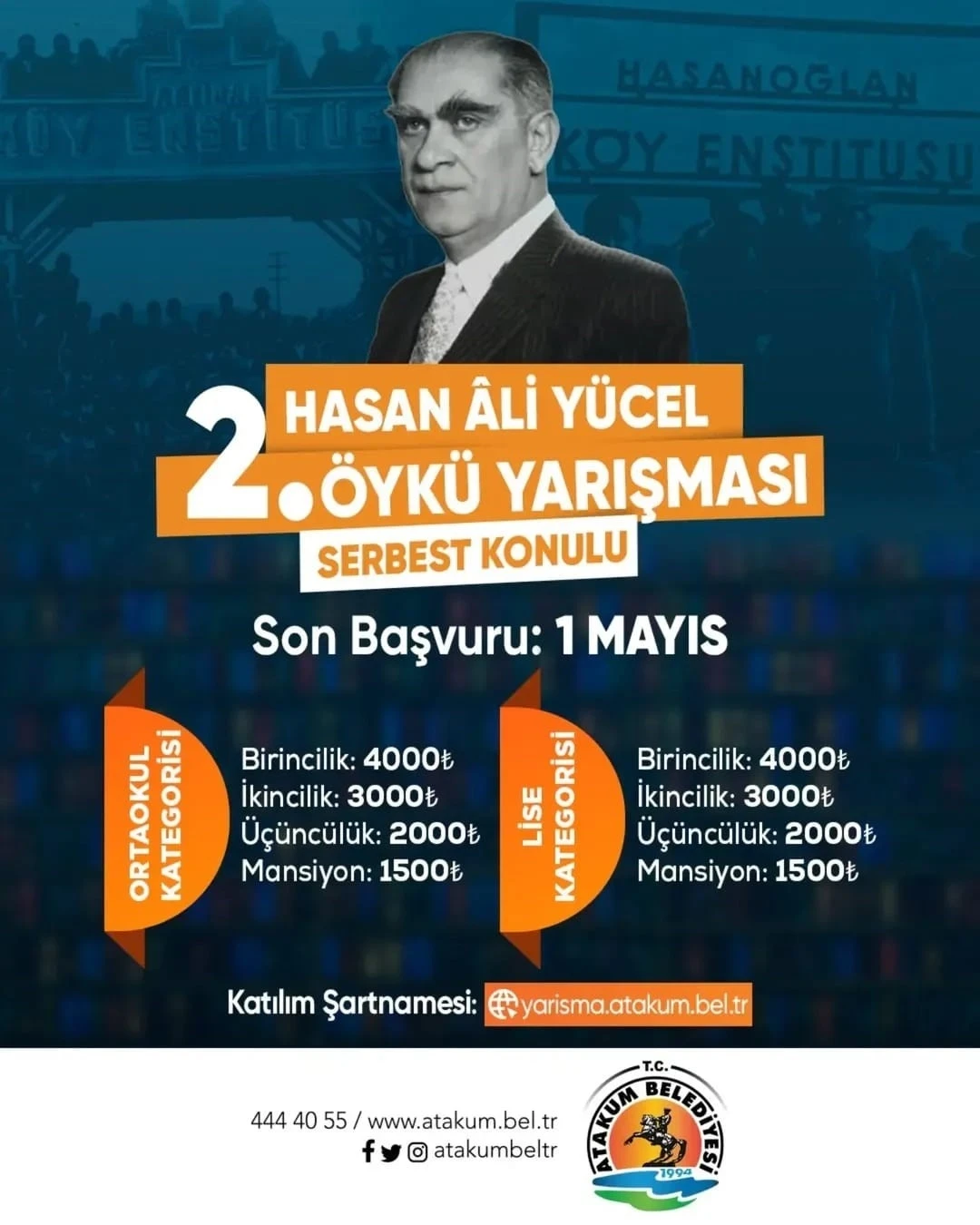 Atakum Belediyesi Hasan Ali Y&uuml;cel 2. &Ouml;yk&uuml; Yarışması&rsquo;nın başvuru s&uuml;resi uzatıldı

