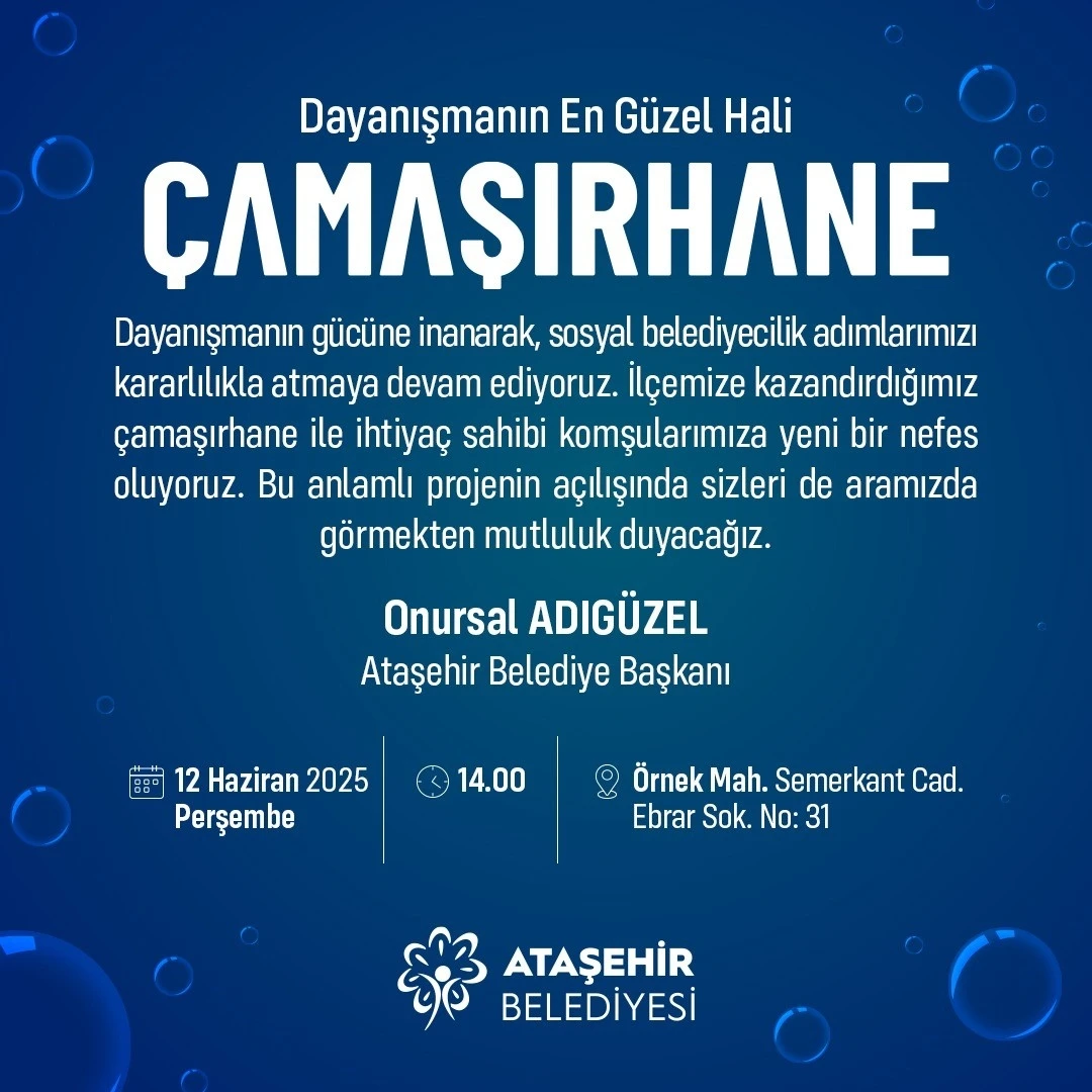 Ataşehir Belediyesi’nden ücretsiz çamaşırhane hizmeti
