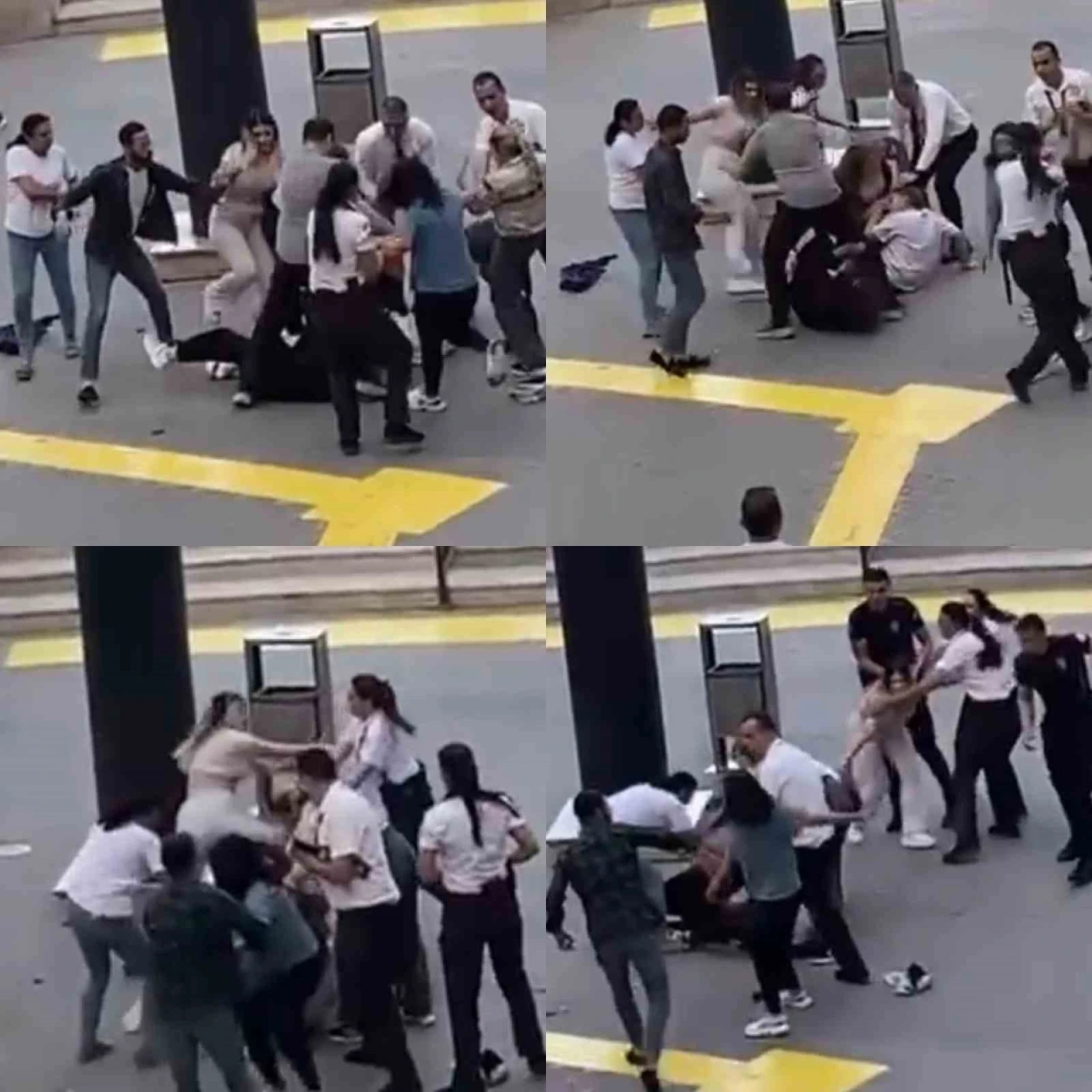 AVM önünde kadınlar tekme tokat kavga etti: O anlar kamerada
