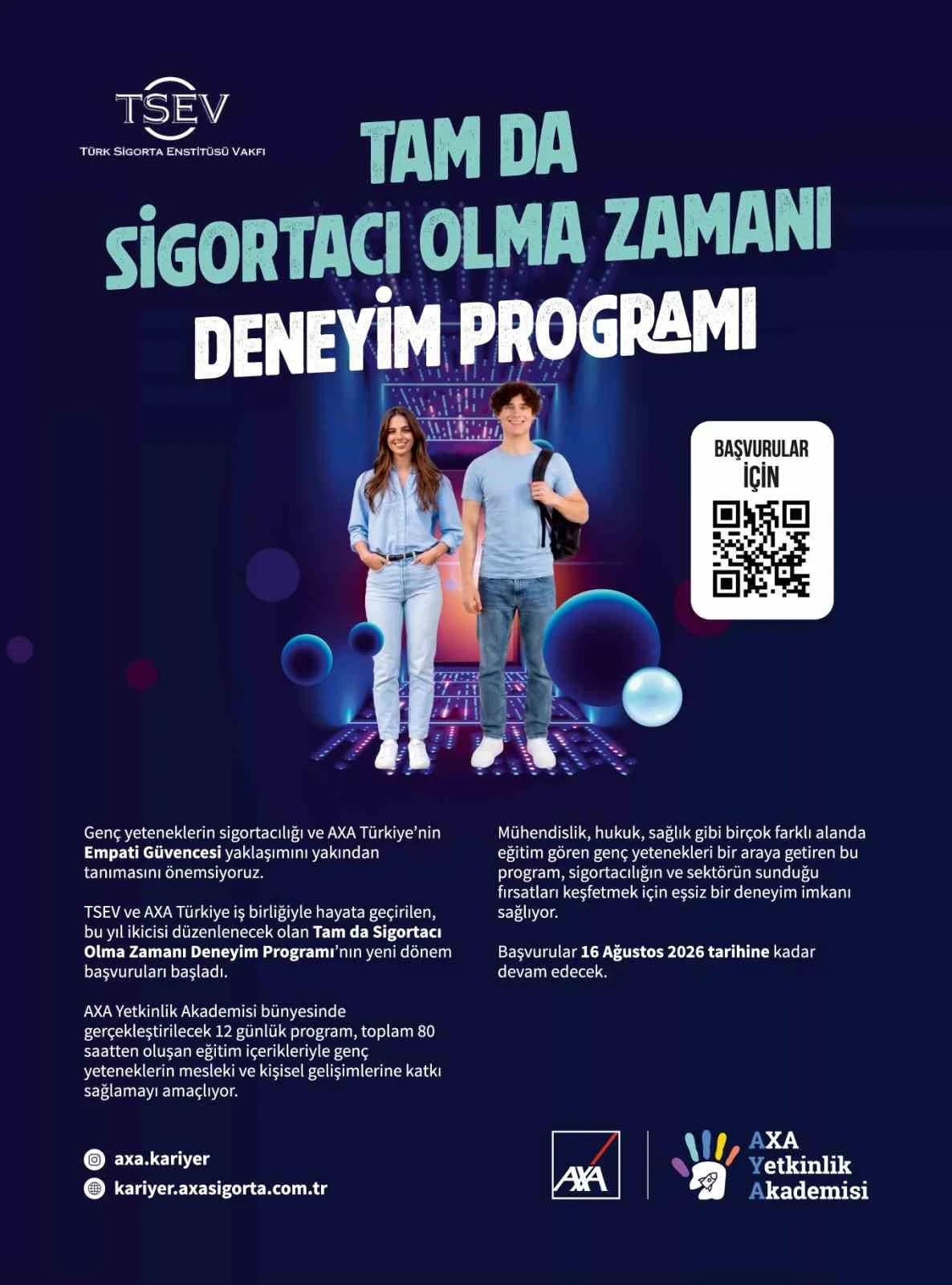 AXA T&uuml;rkiye ve TSEV&rsquo;in "Tam da Sigortacı Olma Zamanı" deneyim programı başvuruları başladı
