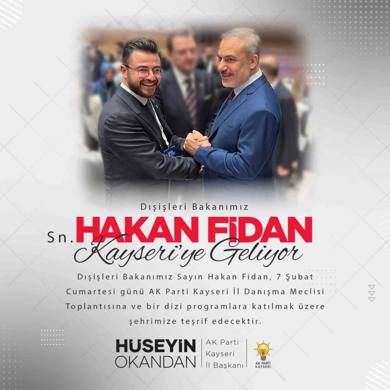Bakan Fidan Kayseri&rsquo;ye geliyor
