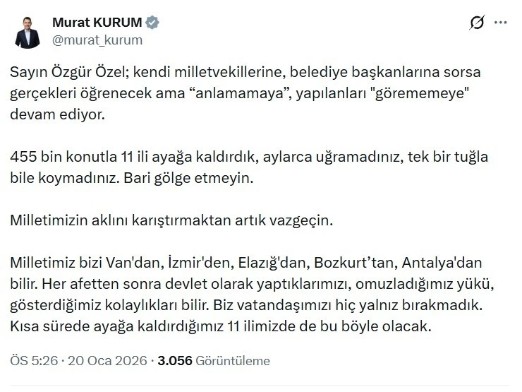 Bakan Kurum: "Tek bir tuğla bile koymadınız, bari g&ouml;lge etmeyin"
