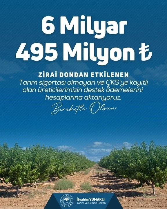 Bakan Yumaklı: "Üreticilerimize toplamda 20 milyar 423 milyon lira zirai don destek ödemesi gerçekleştirdik"