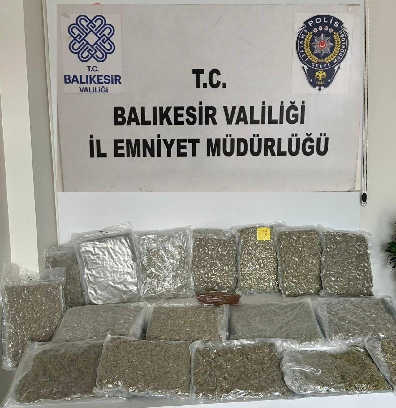 Balıkesir’de 19 kilo esrar ele geçirildi

