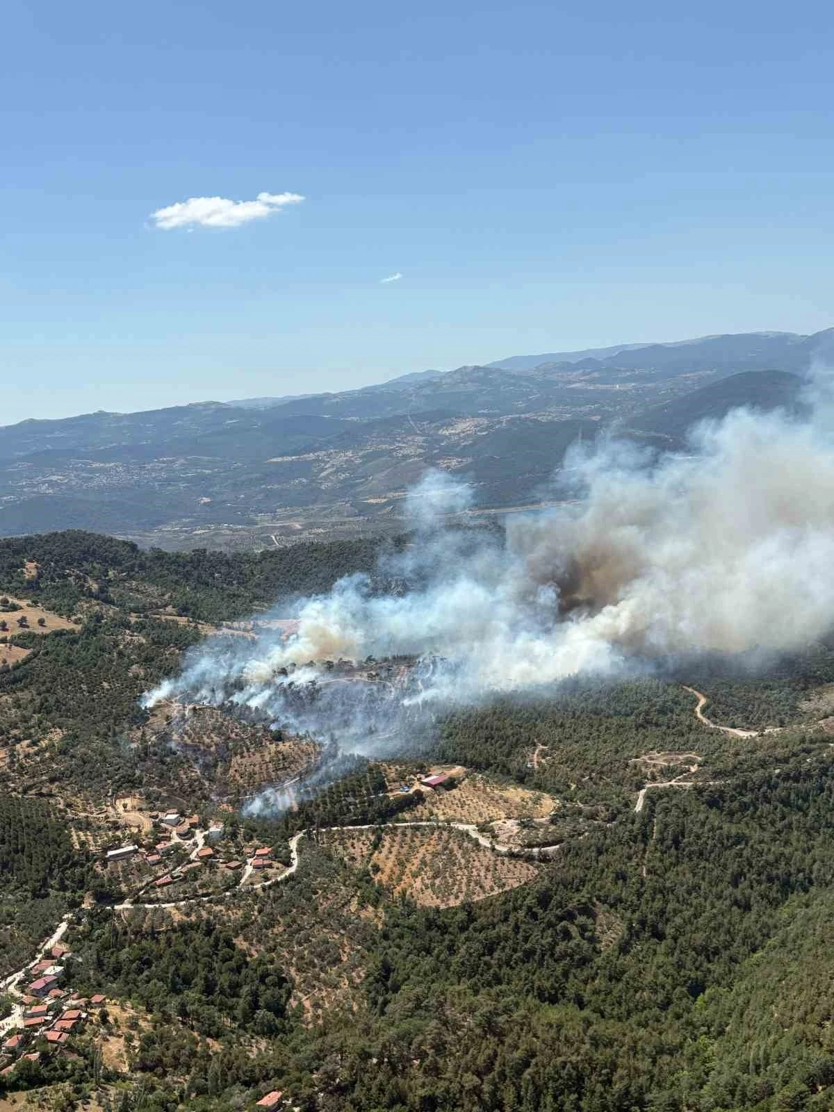 Balıkesir’de araziden ormana sıçrayan yangına müdahale sürüyor
