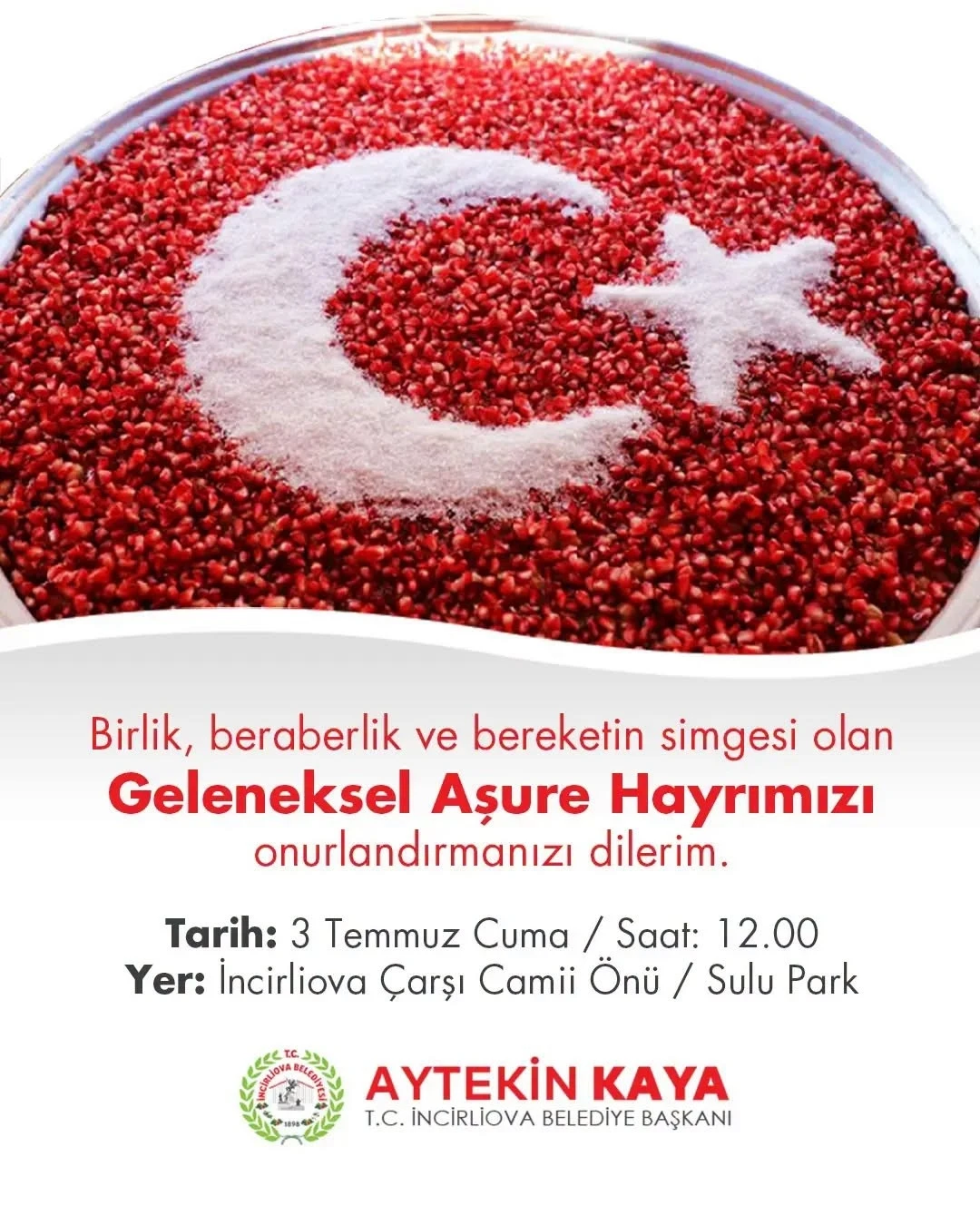 Başkan Aytekin Kaya vatandaşları aşure hayrına davet etti
