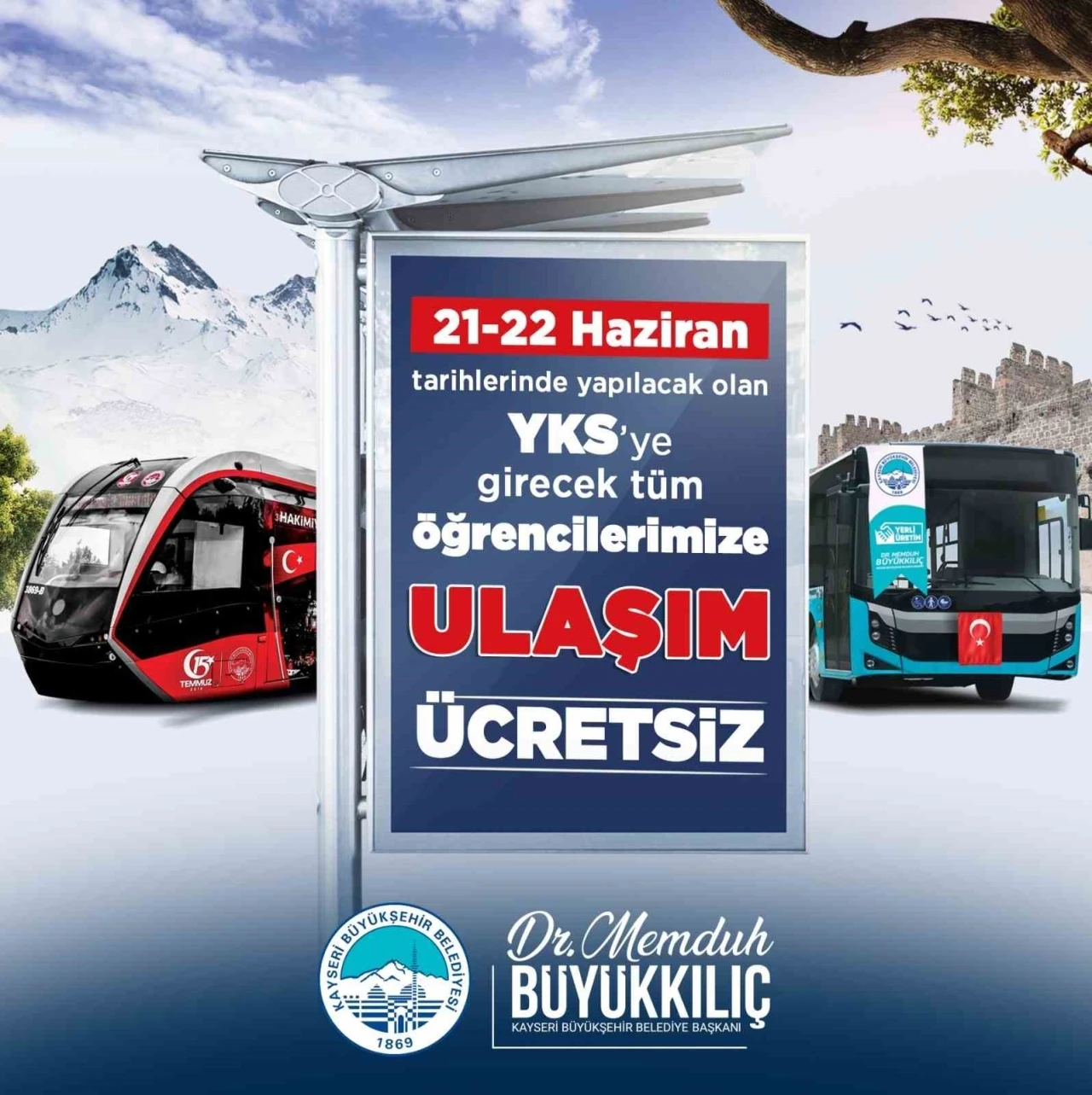 Başkan Büyükkılıç’tan YKS adaylarına ‘ücretsiz ulaşım’ müjdesi
