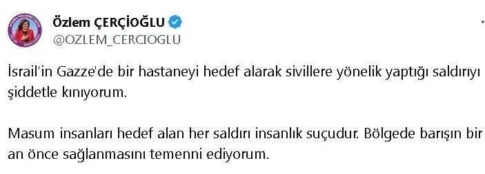 Başkan &Ccedil;er&ccedil;ioğlu, &ldquo;İnsanları hedef alan her saldırı insanlık su&ccedil;udur&rdquo;

