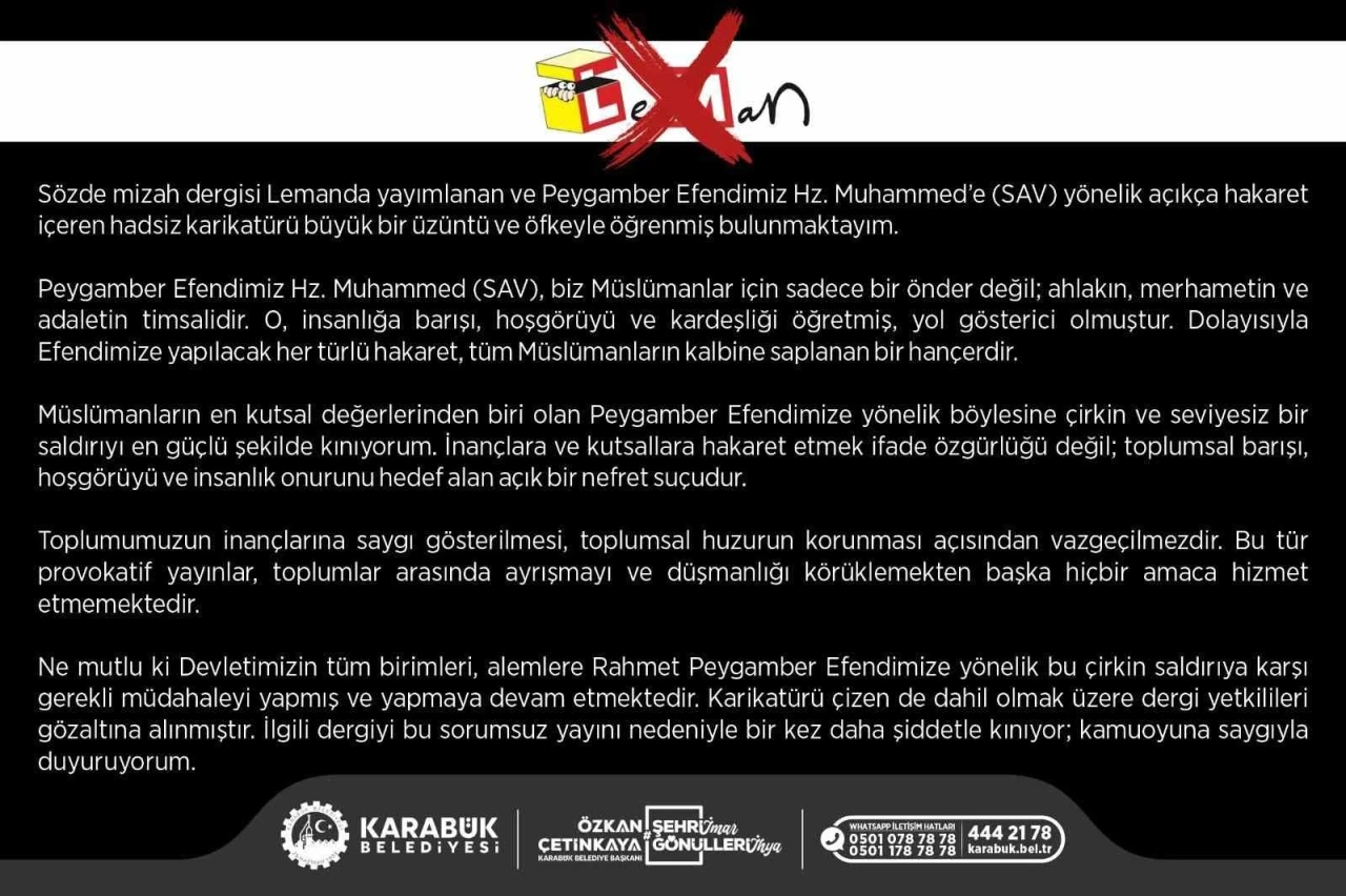 Başkan Çetinkaya’dan Leman Dergisine sert tepki
