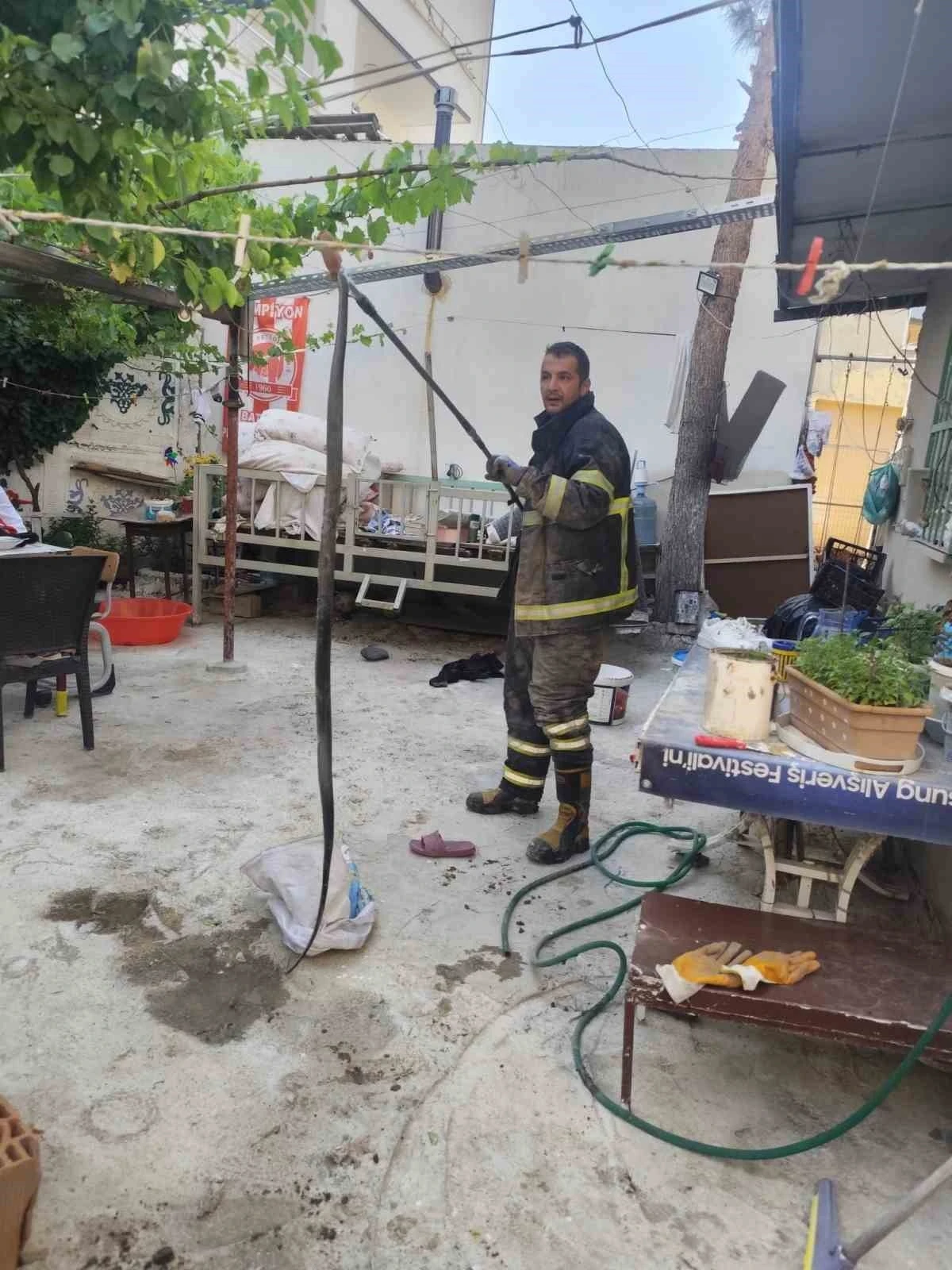 Batman&rsquo;da evin bah&ccedil;esine giren yılan paniğe neden oldu
