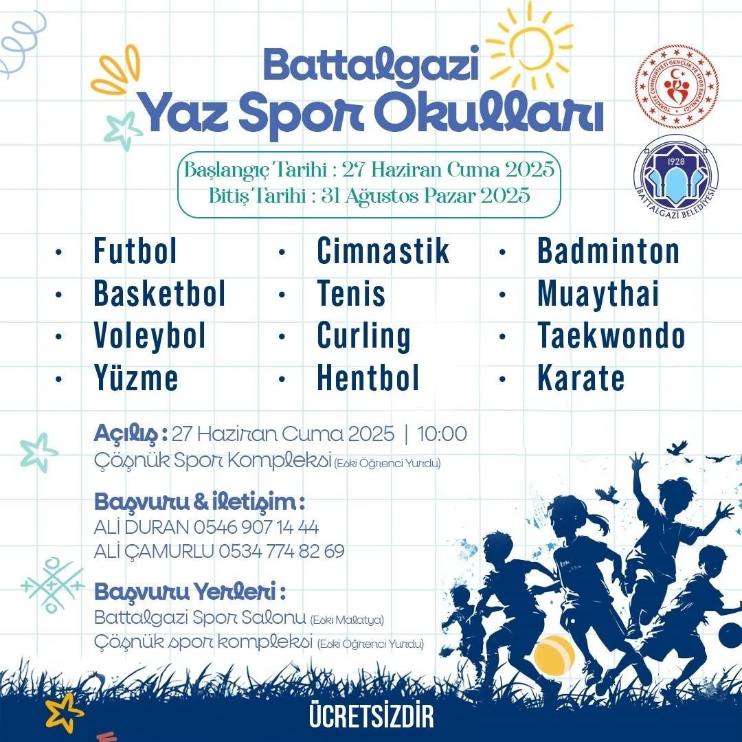 Battalgazi’de yaz spor okulları başlıyor
