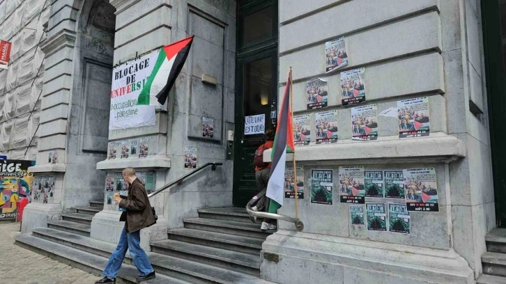 Belçika’daki Liege Üniversitesi’nde Gazze’ye destek gösterisi
