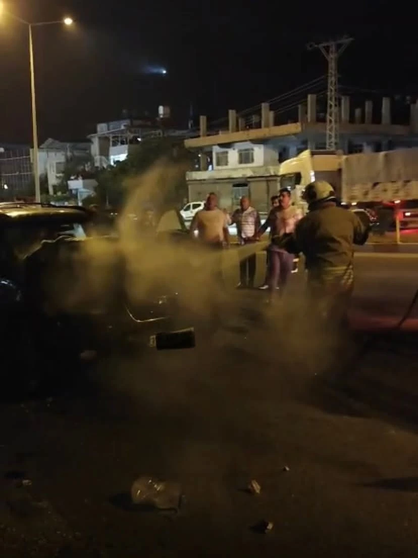 Belen’de otomobil yangını