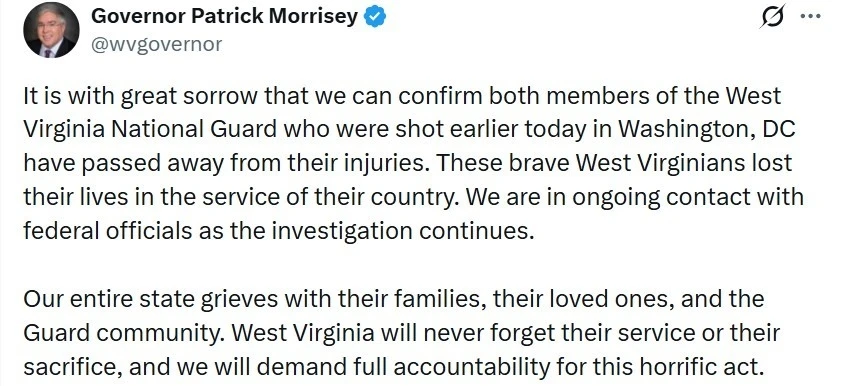 Beyaz Saray yakınlarında silahlı saldırıya uğrayan 2 Ulusal Muhafız personeli hayatını kaybetti
