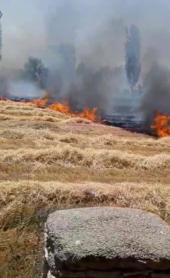 Beyşehir’de korkutan anız yangını, evlere sıçramadan söndürüldü
