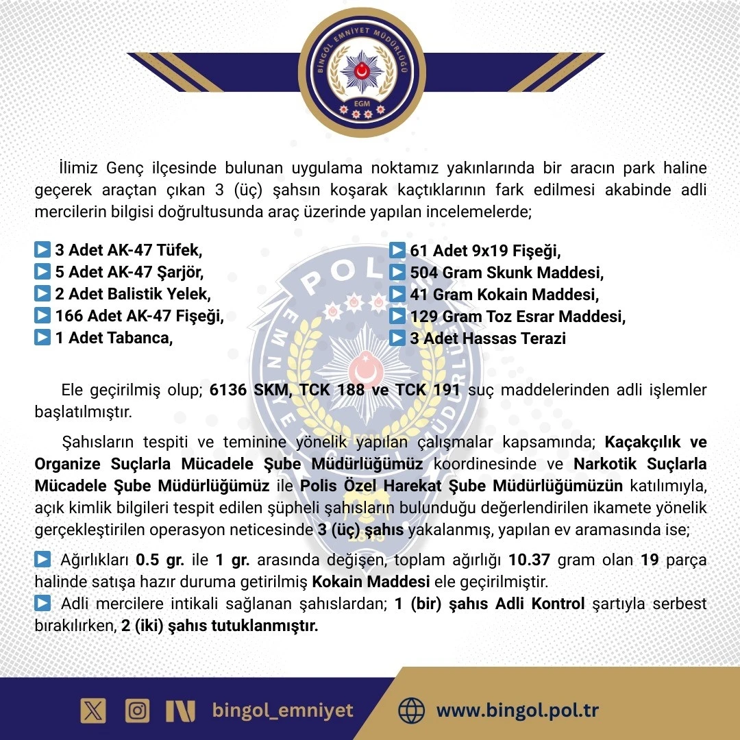 Bingöl’de 2 şüpheli tutuklandı
