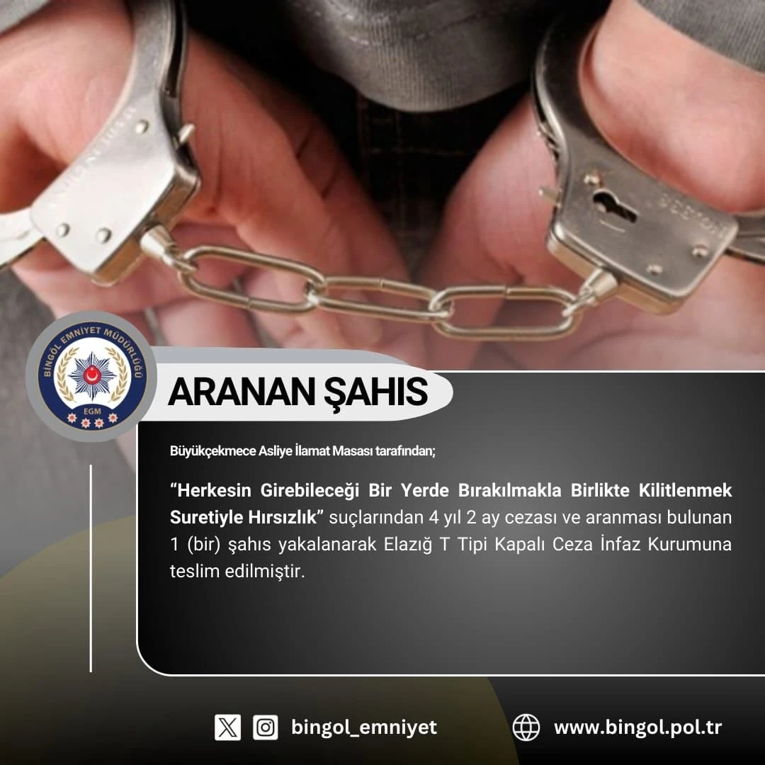 Bingöl’de arama kaydı bulunan 4 kişi yakalandı