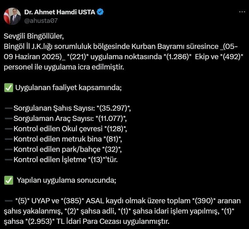 Bingöl’de aranan 390 şüpheli yakalandı

